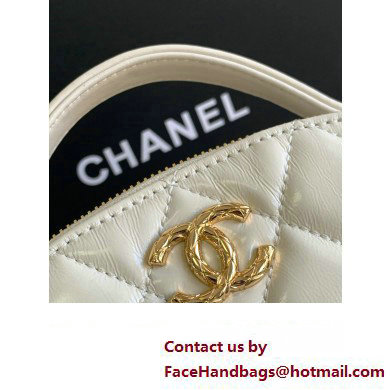 Chanel Calfskin  &  Gold-Tone Metal Chain Bowling Bag AP3586 White 2024